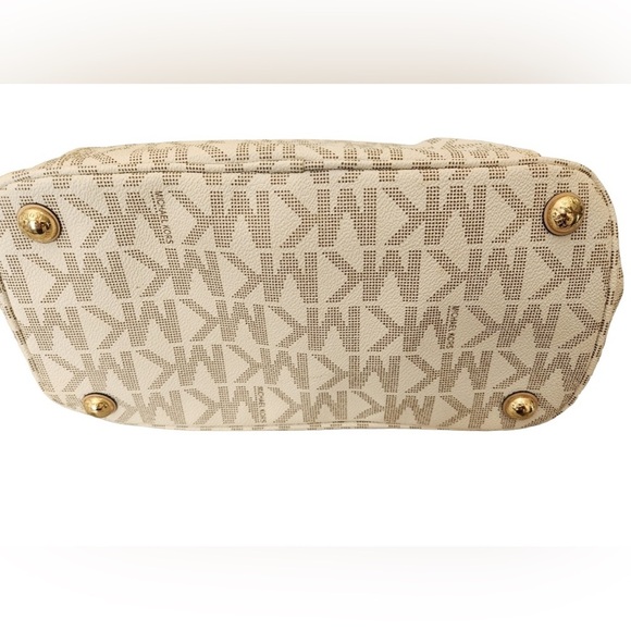 Michael Kors Jet Set Top Zip Cream Tan Logo Tote Bag​ - Picture 4 of 6